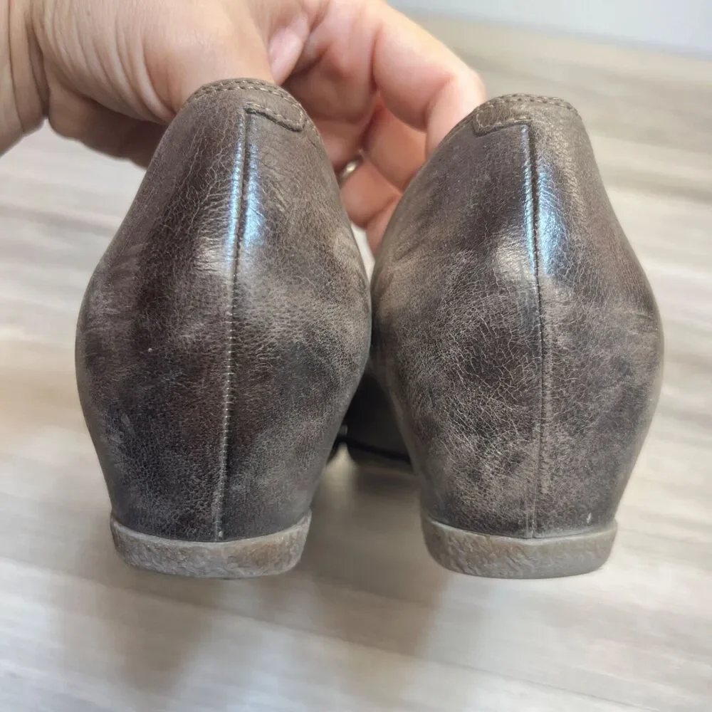 DANSKO LILIANA Burnished Teak Leather Wedge Shoe Pump Slip On 39 women‎ 8.5 - 9
